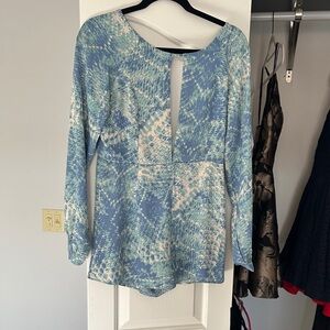 Olivaceous Blue and Cream Pattered Romper